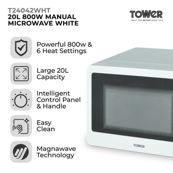 TOWER 20LTR 800W MICROWAVE WHITE