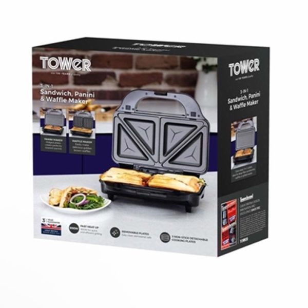 TOWER 3 IN 1 SANDWICH MAKER T27020