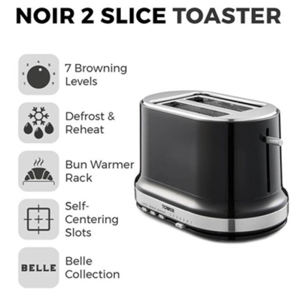 TOWER BELLE COLLECTION 2 SLICE TOASTER BLACK