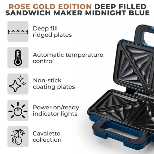 TOWER CAVALETTO SANDWICH MAKER MIDNIGHT BLUE 900W