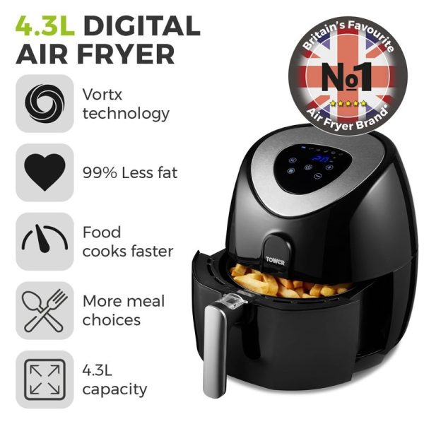 TOWER DIGITAL AIR FRYER 1500W 4.3LTR T17024