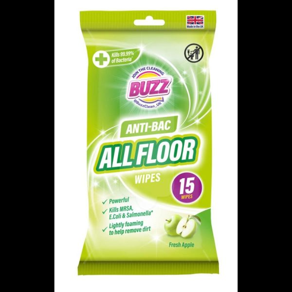 BUZZ FLOOR WIPES APPLE PACK OF 15