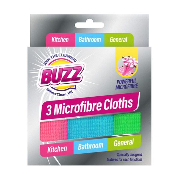 BUZZ MICROFIBRE CLOTHS PACK OF 3