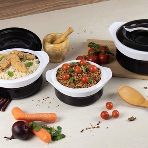 ZENITH INSULATED HOT POT SET 3PC BLACK/WHITE