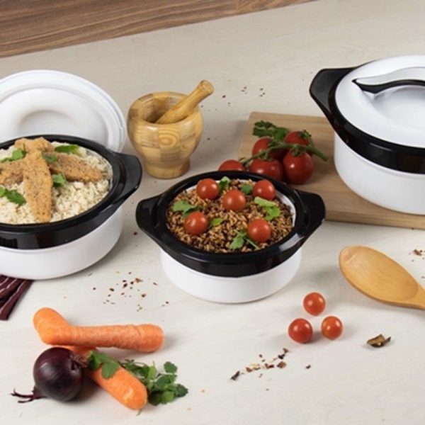 ZENITH INSULATED HOT POT SET 3PC WHITE/BLACK