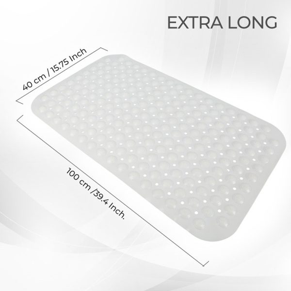 TOP 3 NON-SLIP SHOWER MAT WITH SUCTION CUPS WHITE 40X100CM