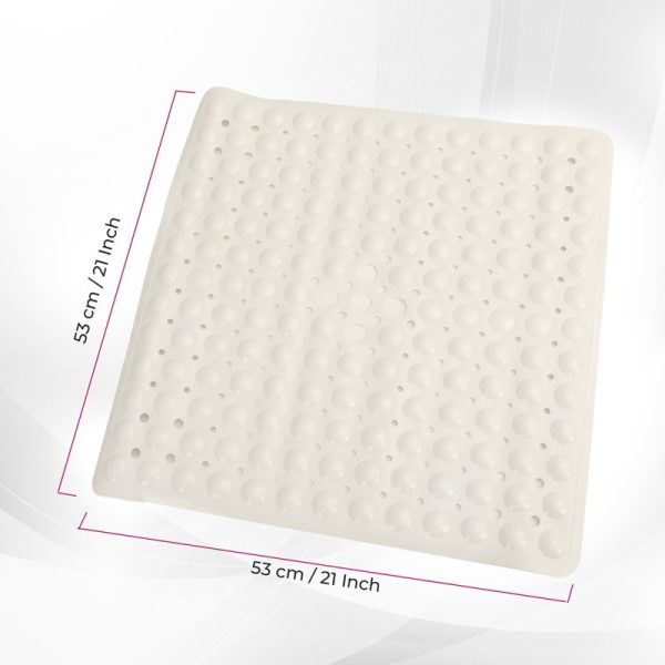 TOP 3 NON-SLIP SHOWER MAT WITH SUCTION CUPS WHITE 53X53CM