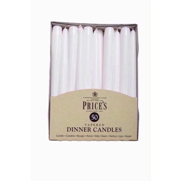 PRICES 50 CATERING DINNER CANDLES WHITE (SP)