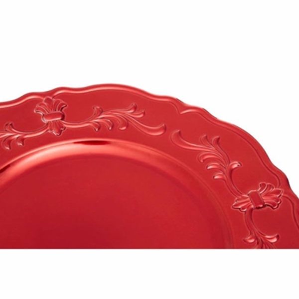 CHARGER PLATE RED BAROQUE 33CM