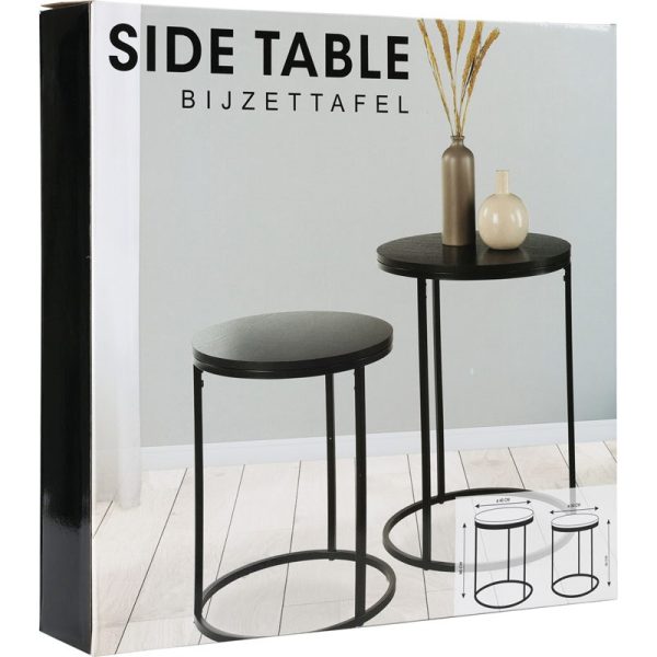 METAL SIDE TABLE WITH PINWOOD TOP BLACK