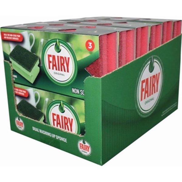 FAIRY DUAL SPONGE SCOURER WITH CRYSTALS PACK OF 3