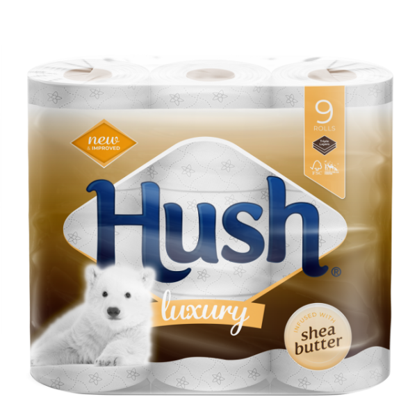 HUSH TOILET ROLLS 18PACK SHEA BUTTER 3PLY PACK OF 2