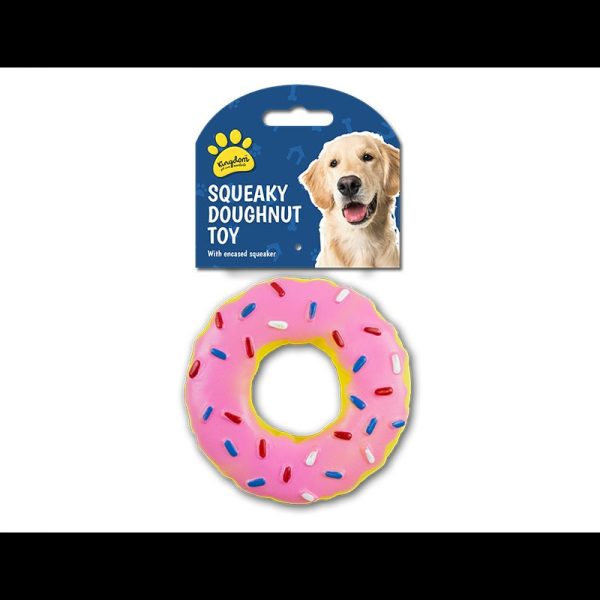 SQUEAKY DOUGHNUT DOG TOY