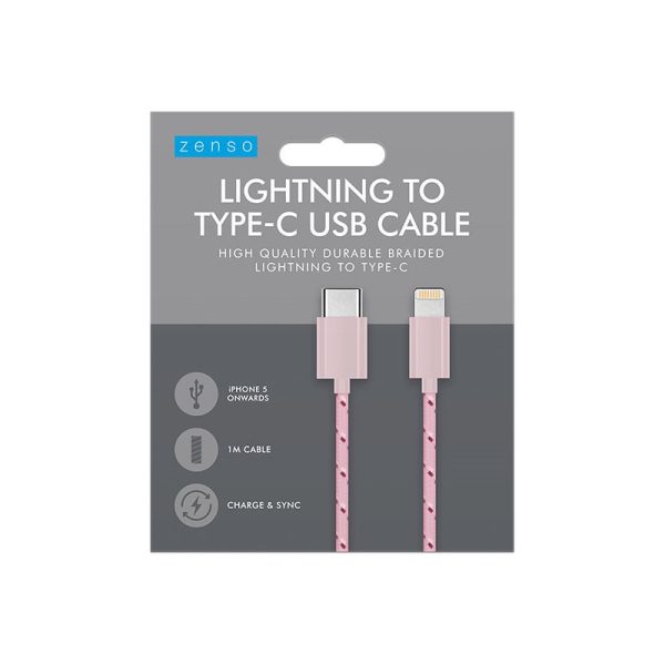 ZENSO LIGHTNING TO TYPE C 1M BRAIDED CABLE