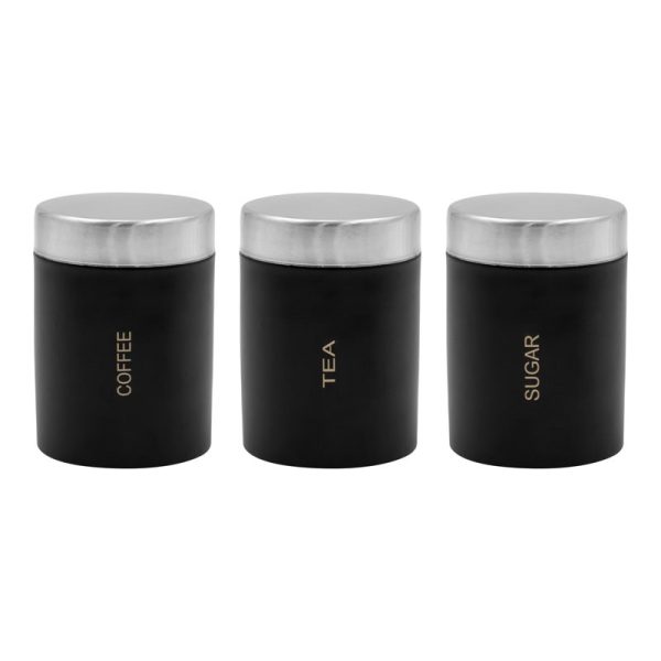 BLACKMOOR CANISTERS COFFEE, TEA & SUGAR BLACK