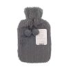 COUNTRYCLUB HOT WATER BOTTLE WITH LUXURY PLUSH JACQUARD STRIPE COVER ASSORTED COLOURS 2L