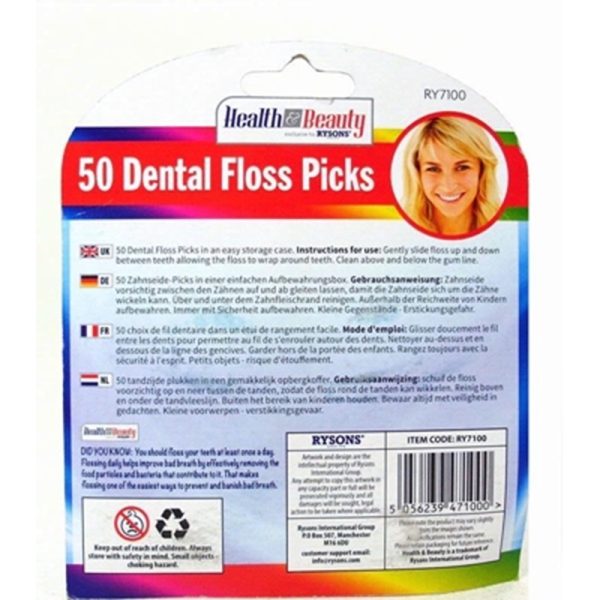 RYSONS DENTAL FLOSS PICKS 50PCE PACK OF 2