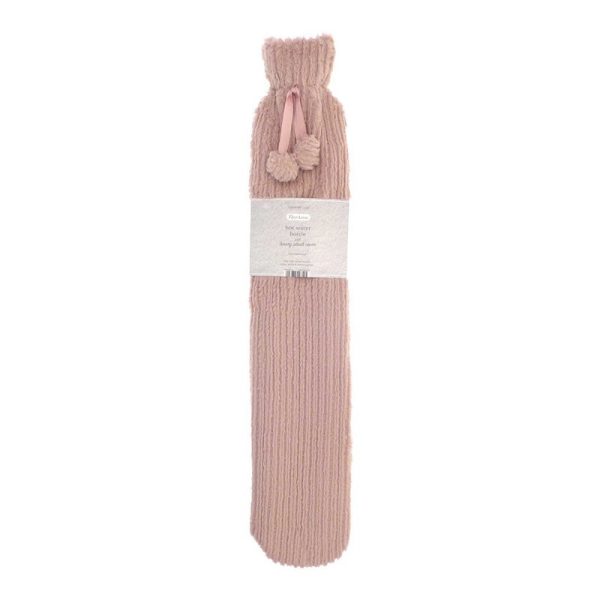 COUNTRYCLUB LONG HOT WATER BOTTLE WITH PLUSH JACQUARD LATTICE COVER ASSORTED COLOURS 2L