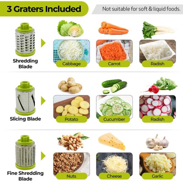 TOP 3 ROTARY FOOD GRATER STAINLESS STEEL