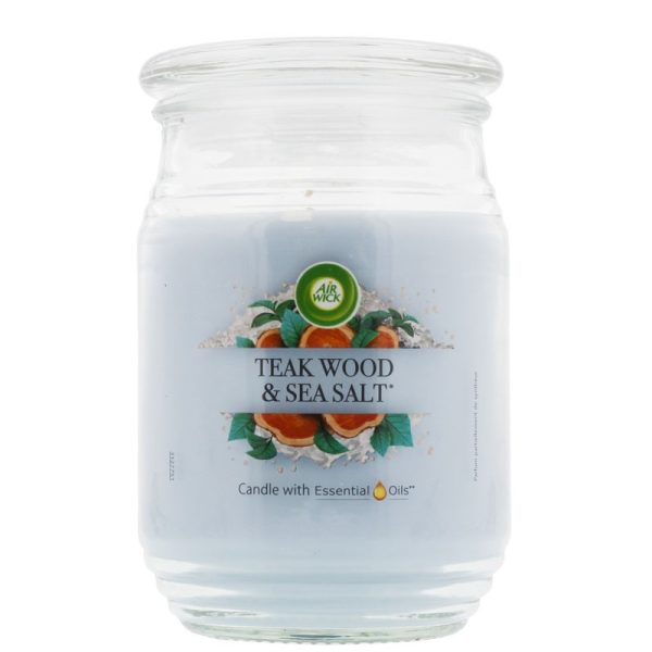 AIRWICK JAR CANDLE TEAK WOOD & SEA SALT 480G