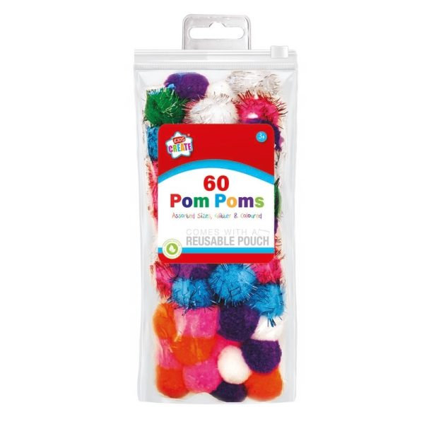 KIDS CREATE COLOURED AND GLITTER POM POMS