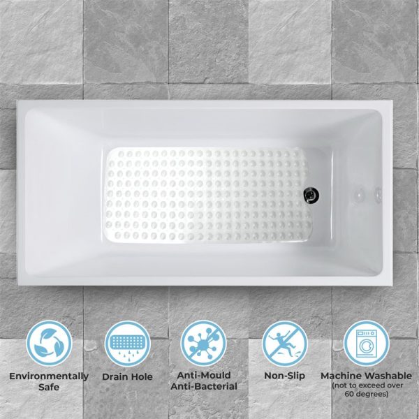 TOP 3 NON-SLIP SHOWER MAT WITH SUCTION CUPS WHITE 40X100CM