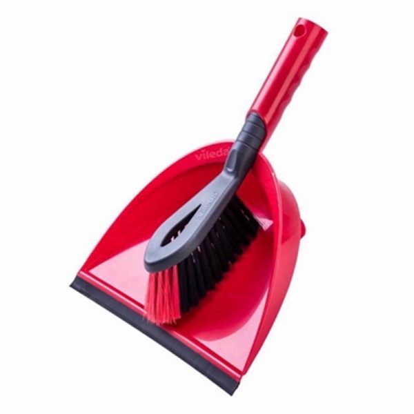 VILEDA RED DUSTPAN & BRUSH