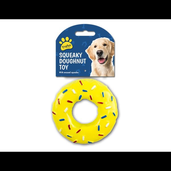 SQUEAKY DOUGHNUT DOG TOY