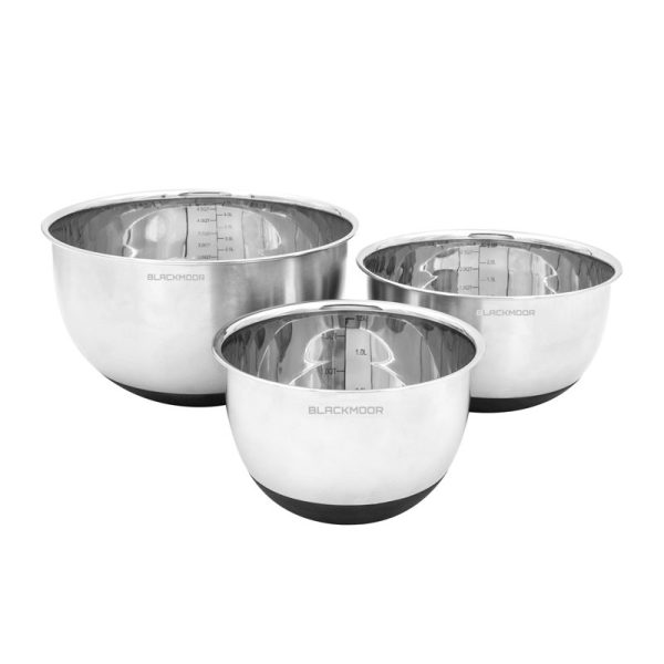 BLACKMOOR STAINLESS STEEL MIXING BOWLS PACK OF 3