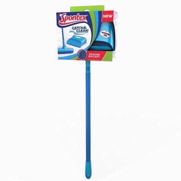 SPONTEX CATCH & CLEAN RUBBER BROOM / DUSTPAN