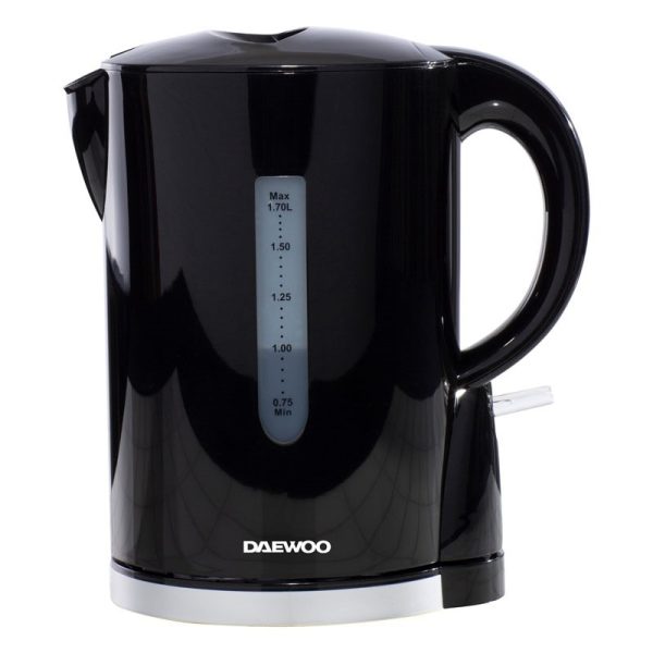 DAEWOO PLASTIC KETTLE BLACK & CHROME 22000W 1.7LTR