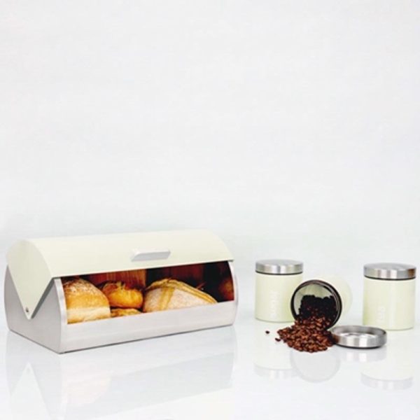 DAINTY BREAD BIN & CANISTERS CREAM