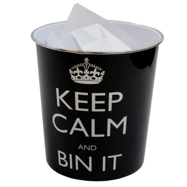 JVL PLASTIC WASTE PAPER BIN KEEP CALM