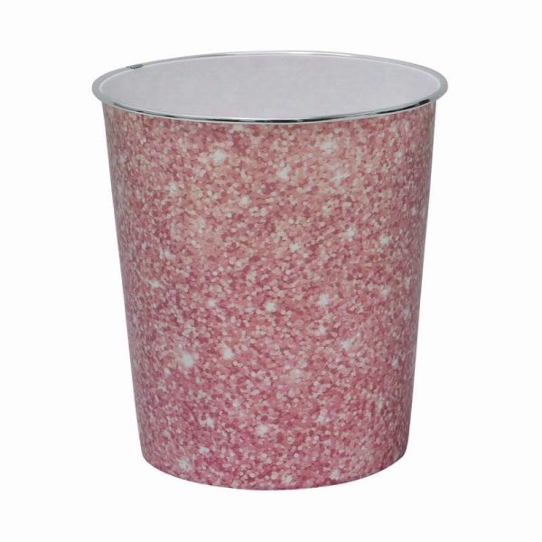 JVL PLASTIC WASTE PAPER BIN PINK SPARKLE