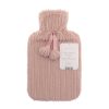 COUNTRYCLUB HOT WATER BOTTLE WITH LUXURY PLUSH JACQUARD STRIPE COVER ASSORTED COLOURS 2L