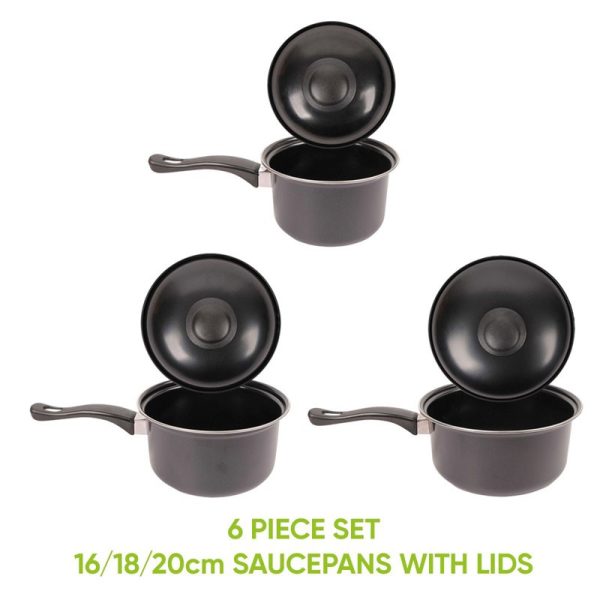 BRIGHT & HOMELY SAUCEPAN NON STICK COOKWARE SET 6PCS