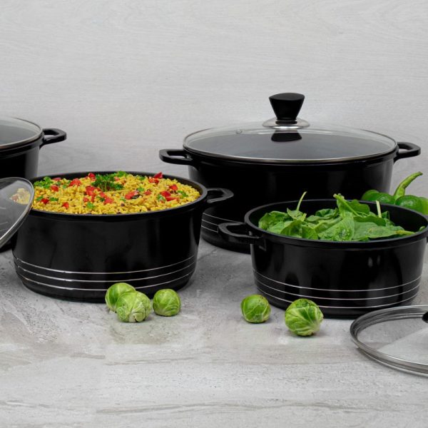 LARIA STOCKPOT DIE-CAST BLACK 4PCE SET