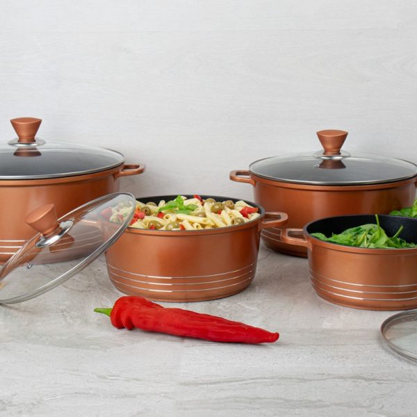 LARIA STOCKPOT DIE-CAST COPPER 4PCE SET