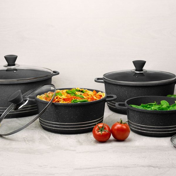 LARIA STOCKPOT DIE-CAST MARBLE BLACK 4PCE SET (SP)