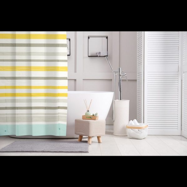 SABICHI PEVA SHOWER OCEAN STRIPE CURTAIN