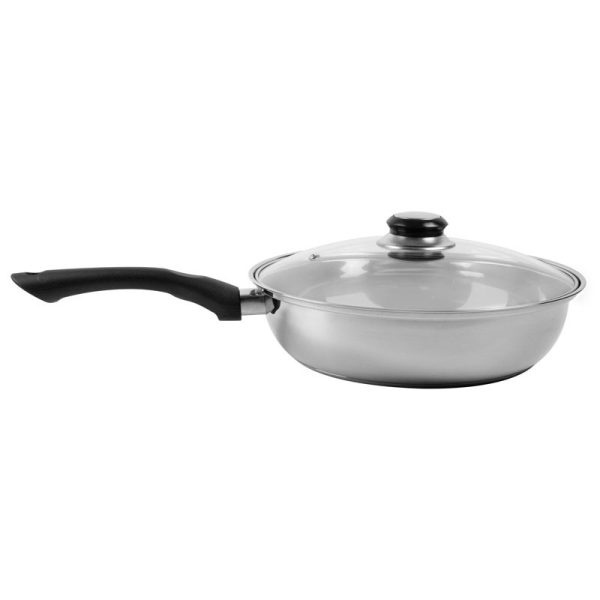 LUSTRO FRYING PAN WITH LID STAINLESS STEEL BLACK 24CM