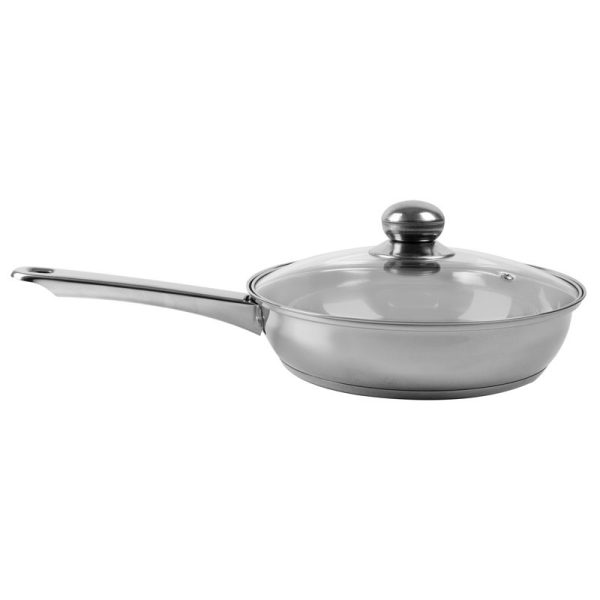 LUSTRO FRYING PAN WITH LID STAINLESS STEEL SILVER 24CM