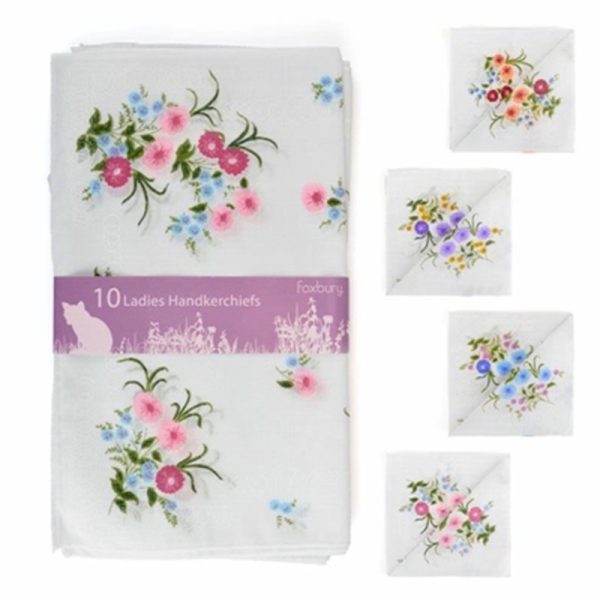 HANKIE LADIES 10 PRINTER HANKIES ASSORTED