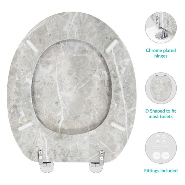 ANIKA TOILET SEAT MARBLE EFFECT GREY