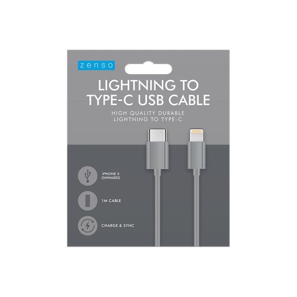 ZENSO LIGHTNING TO TYPE C USB CABLE 1M COLOURED CABLE