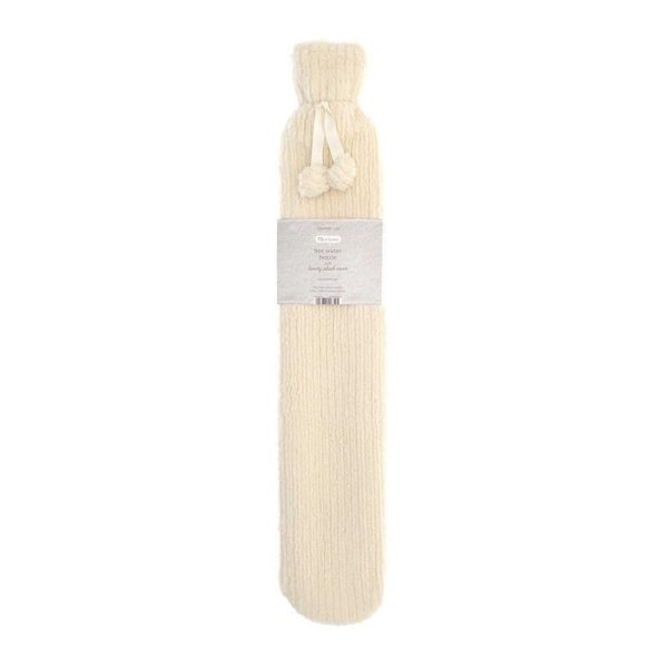 COUNTRYCLUB LONG HOT WATER BOTTLE WITH PLUSH JACQUARD LATTICE COVER ASSORTED COLOURS 2L