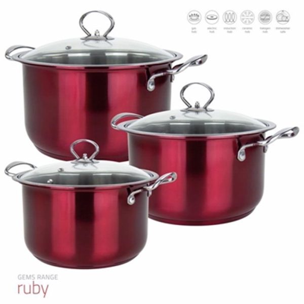 GEMS S/S STOCKPOT SET 3PC RUBY