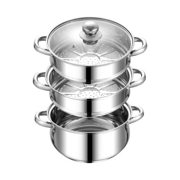 LUSTRO STEAMER 3 TIER STAINLESS STEEL 24CM