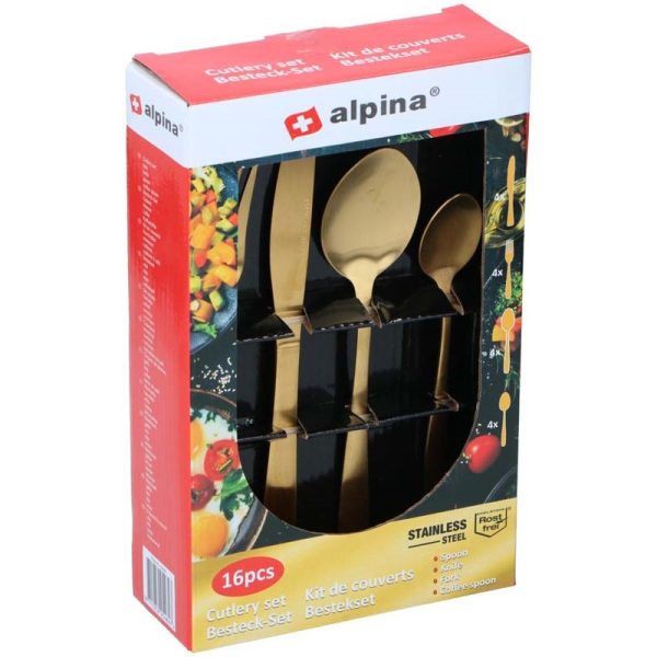 ALPINA CUTTLERY 16PC GOLD