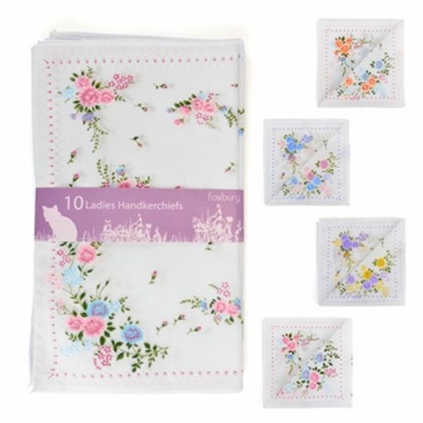 HANKIE LADIES 10 PRINTER HANKIES ASSORTED